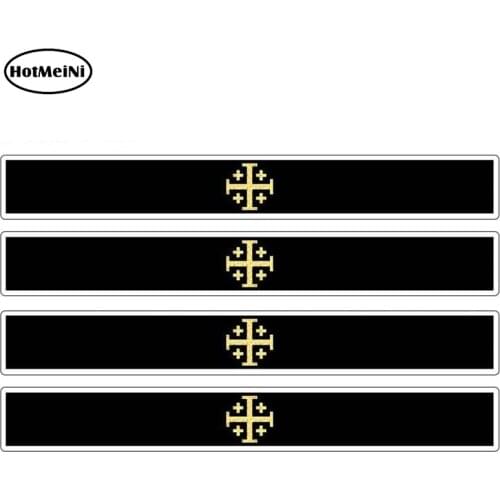HotMeiNi 13cm x 1.7cm 4pcs Car Stripe Motorcycle Racing Flag Sticker Window Decal R2 Templar Jerusalem Cross Car Stickers