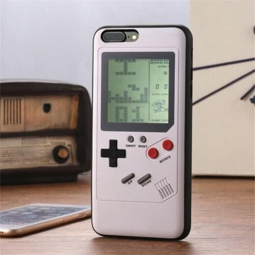 Newest Tetris Game Consoles Retro Mini Handheld Game Players with 8 mini Games Silicone Soft Protect Case For Iphone 6 7 8 Plus