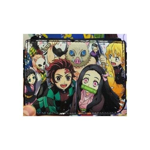 IVYYE Kimetsu no Yaiba Anime Card Holder PU Cartoon Credit ID Bags Zipper Coin Bus Card Wallet Kid Girls Gifts New