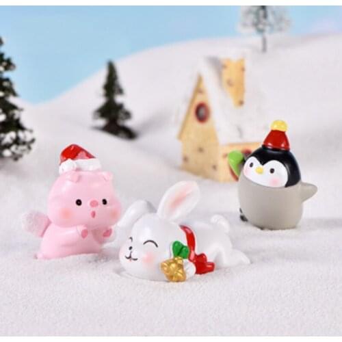 ZOCDOU 1 Piece Christmas Animals Small Statue Little Figurine Crafts Figure Ornament Miniatures