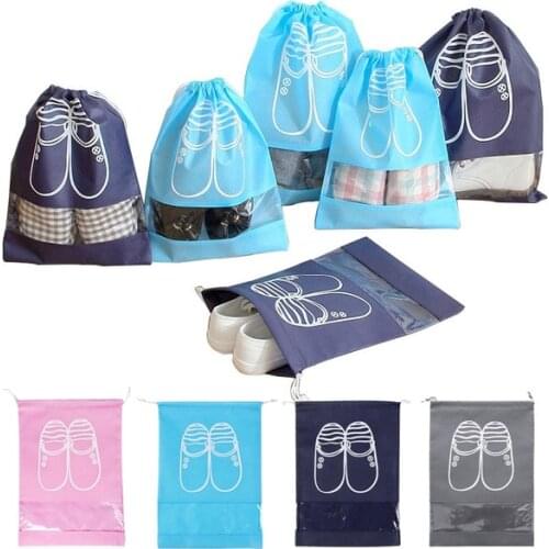 1PC Fashion Travel Shoes Storage Bag Laundry Bundleport Mouth Drawstring Organizer Waterproof Non-Woven