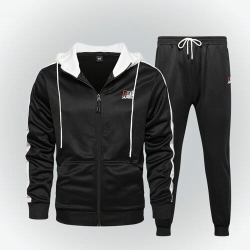 Men Tracksuit 2020 New Casual Fleece Zipper Hooded Elastic Waist Male Jogger Sweatsuit Men Sportswear Autumn Sweatshirt Pants Se