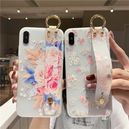 Floral Wrist Strap Soft Case For Huawei NOVA 3I NOVA 5T 3 2I Cover Coque For Huawei NOVA 3E 4E 3 NOVA 5 PRO 5I 5I PRO NOVA 5Z