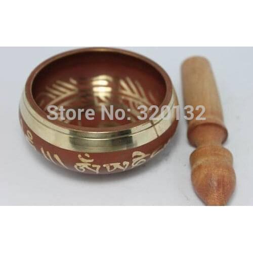 Nepalese Old TIBETAN SINGING BOWL Tibet Chinese Old Copper Singing Buddha Bowl 80mm Diameter Wholesale 2pcs bronze Bowls