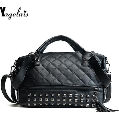 New Fashion Rivet Design Shoulder Handbag Female Mini Travel Bag Girl/Women Messenger Bags PU Leather Vintage Womens Bag