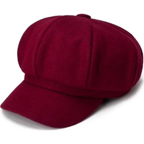 Autumn Winter Warm Fashion Women Octagonal Hat Woolen Cloth Casual Beret Cap