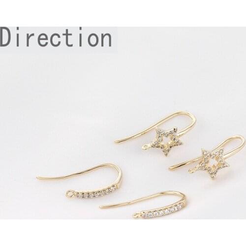 14K gold plated bronze retro ear hook earrings accessories manual DIY micro zircon French classical Earrings