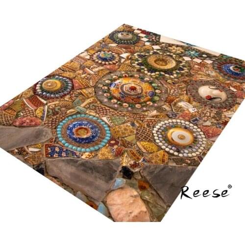 Reese Vintage Mandala Print Carpet Rug Living Room Bedroom Diningroom Anti Slip Bottom Unfading Easy Clean Lint Free Customable