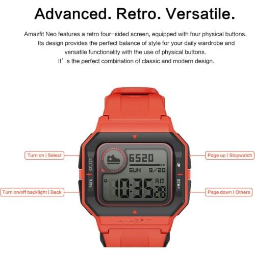 2020 NEW Amazfit Neo Smart Watch 28 Days Battery Life Bluetooth Smartwatch 3 Sports Modes 5ATM Heart Rate For Android IOS Phone