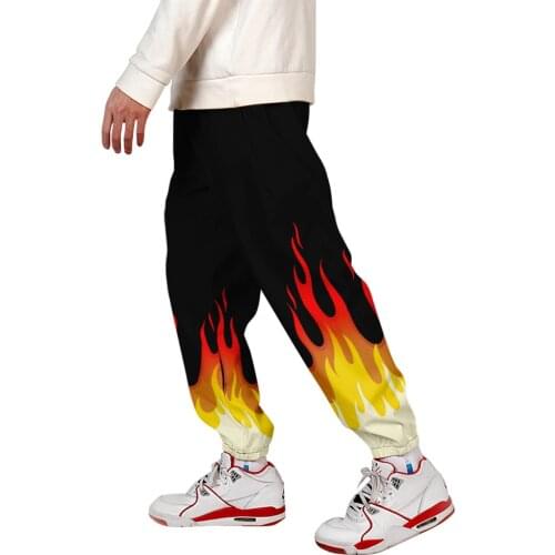 2020 New 3D Print Red and yellow flame Sweatpants Women/Men Fitness Joggers Spring High Street Anime Trousers Fashion Sweatpant