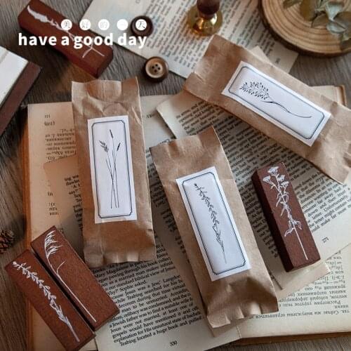 Vintage Plant Story Series Grass Decoration Stamp Wooden Rubber Stamps For Scrapbooking Stationery DIY Craft Standard Stamp