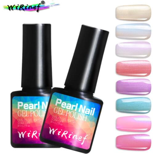 WiRinef 8ml Shiny Sea Shell Pearl UV Gel Polish Semi-permanent Nail Gel Varnish Long Lasting Nail Gel Lacquer