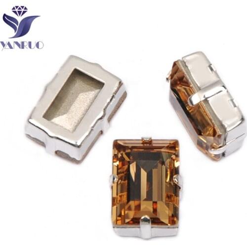YANRUO 4527 All Sizes Light Colorado Topaz Step Cut Glass Rhinestones Strass Point Back DIY Crystal Fancy Stones Setting