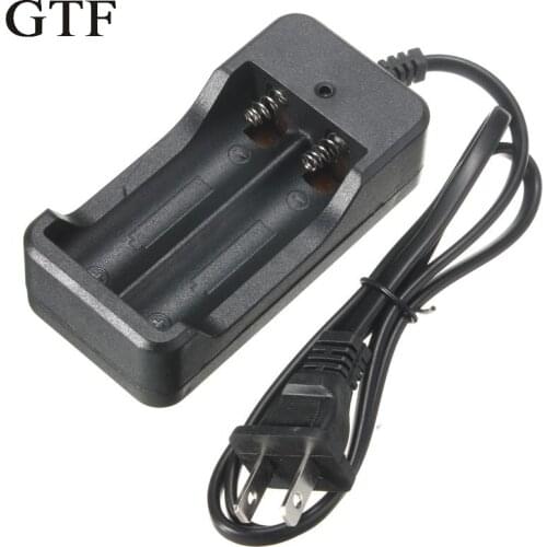 Gtf 18650 battery charger, double 100v-240v battery charger with eua take/ue for 2 rechargeable batteries parts li-ion 18650