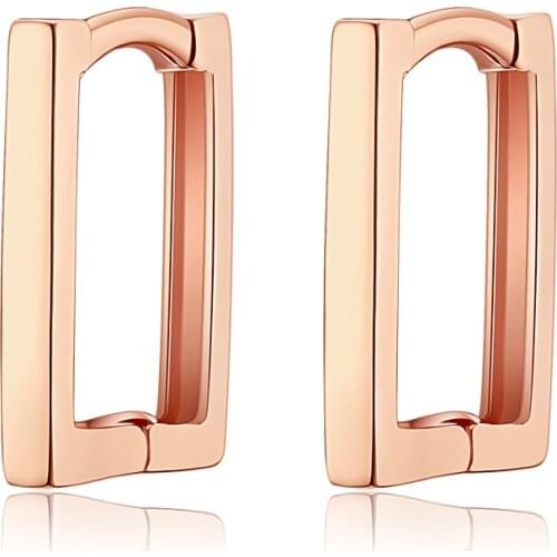 Solid 18K Rose Gold Earrings AU750 Gold Smooth Hoop Earrings Women Earrings
