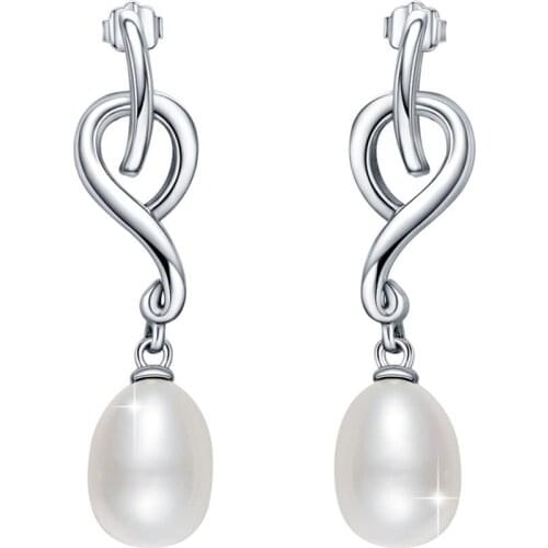 ANNA QUEEN Shell Pearl Earring Long Dangle Drop Earing for Women Wedding Birthday Valentines Day PEW00026