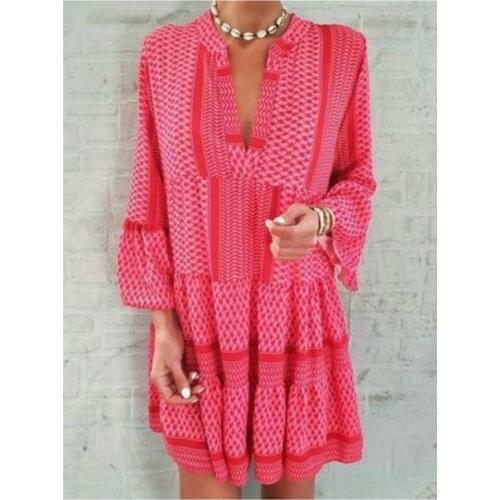 2020 Summer Womens Beach Dress Outdoor Holiday Vacation Geometric Printing Mini Dress Sexy Cool Loose Beach Dress