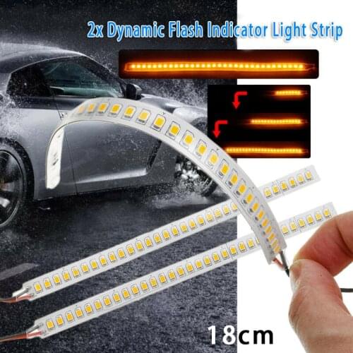 1 Pair 12CM/18cm/28CM Dynamic LED Left & Right Car Side Rearview Mirror Turn Signal Indicator Light Strip 12V