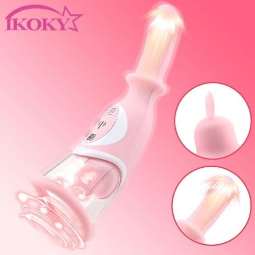 Tongue Licking Sex Toys For Women Female Masturbation G Spot Massager Nipple Sucker Clitoris Sucking Vibrators Thrusting Dildo