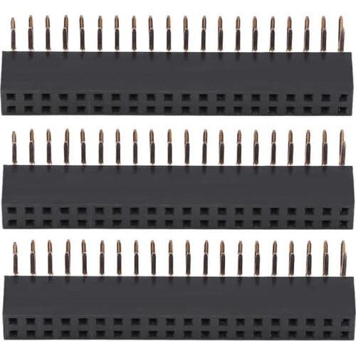 3pcs 2 x 20 Pins 2.54mm Pitch Female Dual Row Right Angle Pin Headers for Raspberry Pi Micro Usb Connector