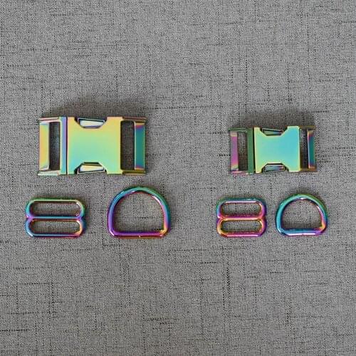 50 Sets 20mm/25mm Colourful Metal Hardware D Ring Belt Straps Slider Side Release Buckle Spring Hook High Quality Accessories