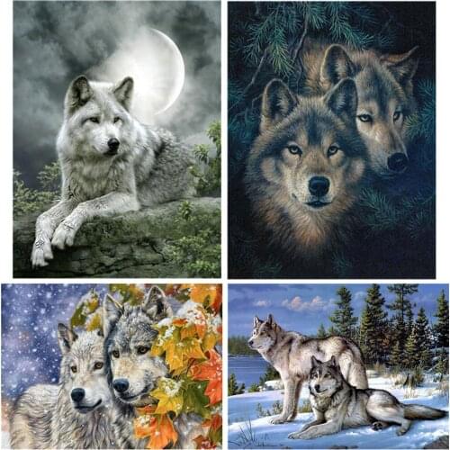Muxun Diamond Painting Full Round Diamond Embroidery 5D Diy Full Square Animals Wolf Diamond Mosaic Daimond Painting Drill Rp239