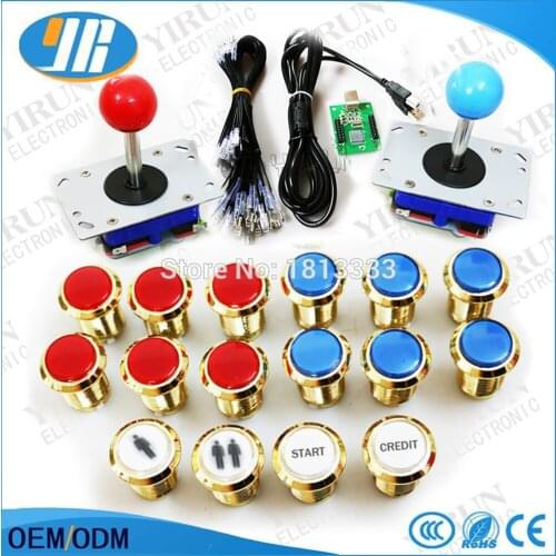 Arcade DIY KIT Jamma mame raspberry pi DIY Parts PC PS3 USB Controller Zippy Joystck Chrome plated psuh button