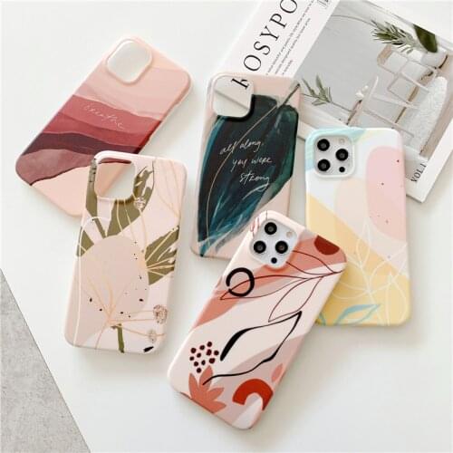 Luxury painted leaves river oil painting soft case for iphone 12 Pro Max 12 MiNi 11 Pro Max X XR XS Max 7 8 plus SE 2020 cover