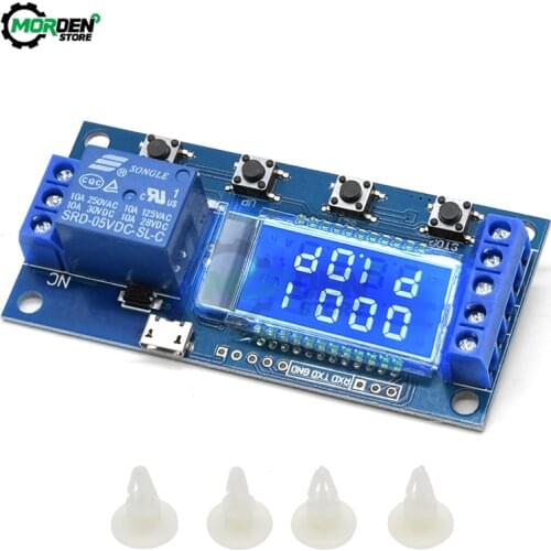 DC5-30V Dual Display LCD Screen Digital Time Delay Relay 10A Adjustable Timing Relay Control Switch with Micro USB Interface