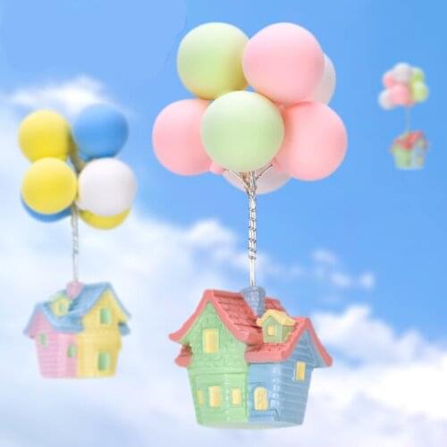 DIY Balloon House Micro Landscape Ornaments Artificial Mini Miniature House Resin Crafts for Home Decoration Accessories Gifts