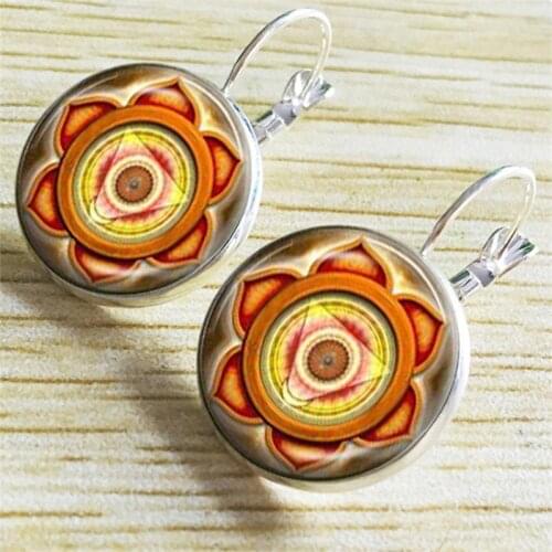 Ethnic Glass Stud Earrings For Women Jewelry Boho Round Antique Gold Metal Cabochon Vintage Earring 2020 Brincos