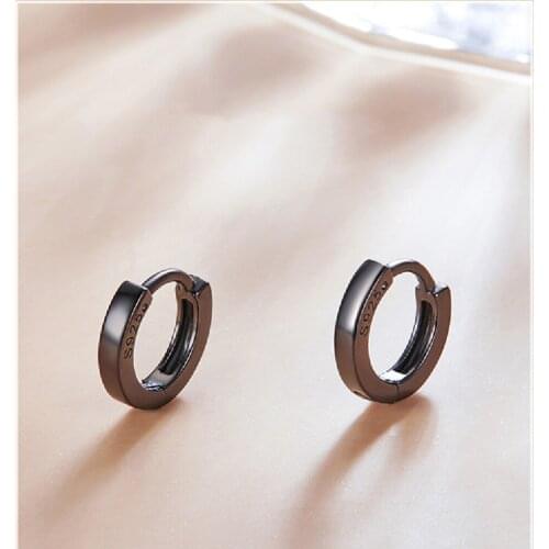 European And American Fashion S925 Sterling Silver Electroplated Black Gold Earrings For Men And Women, High-End Earrings