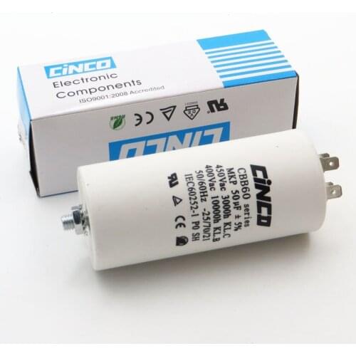 50uF 400V 450V CBB60 Motor Run Capacitors 4pins SH DB Polypropylene Film Ac 450VAC Water Pump electrical engine 50mfd 50mf