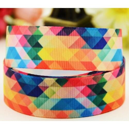 22mm 25mm 38mm 75mm geometric lattice printed Grosgrain Ribbon party decoration 10 Yards X-03609