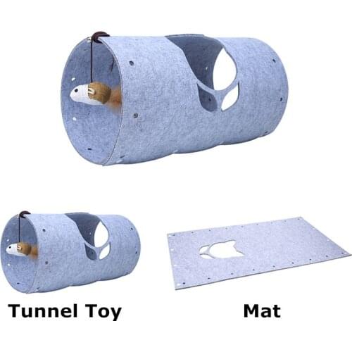 Creative DIY Cat Tunnel Toys Felt Cloth Cat Tunnel Bell Mouse Feather Toy Pet Mat Felt Cloth Cat Tunnel Toy Playing