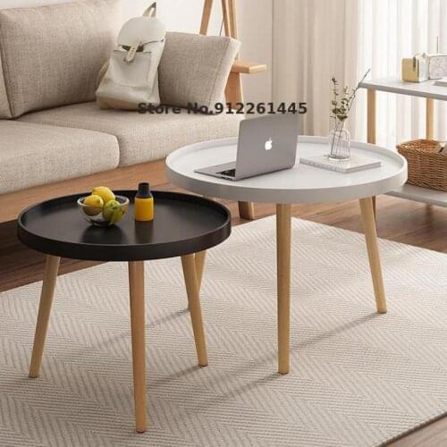 Nordic Ins Round Tea Table Combination Modern Simple Multifunctional Creative Tea Table Living Room Household Small Family Table