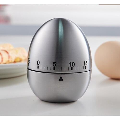 Kitchen Timer Stainless Steel Cooking Egg Shaped Mechanical Rotating Alarm Baking Cooking Tools Countdown Time Management