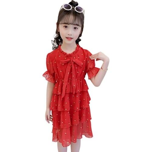 Summer Dresses For Girls Floral Girl Child Cake Dress Tiered Kids Dress Casual Style Kids Costume 6 8 10 12 14