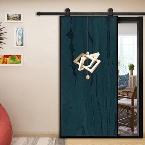 Metal Geometry Wood Block Marbles Grey Door Sticker for Bathroom Living Room Bedroom Wall Decoration 3D Photo Mural Wallpaper