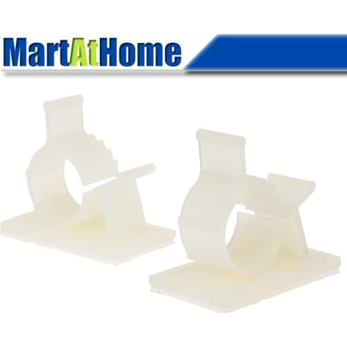 Pack of 30 White Adhesive Backed Nylon Wire Adjustable Cable Clips Clamps Cord Management (LY-1013 White)@CF