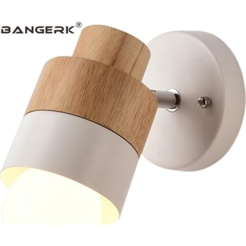 Nordic Design Adjust Sconces LED Wall Lamp Loft Iron Wood Bedroom Bedside Wall Light For Home Decor Indoor Lighting Fixtures