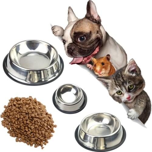 Stainless Steel Dog Bowl Cat Dispenser Pet Feeding Bowl Non-slip Dog Feeder Pet Food Bowl Dog Accesories Pet Water Supplies