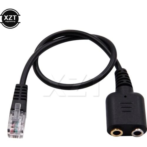 Newest 1pcs 25cm Dual 3.5mm Audio Jack Female to Male RJ9 Plug Adapter Convertor Cable PC Computer Headset