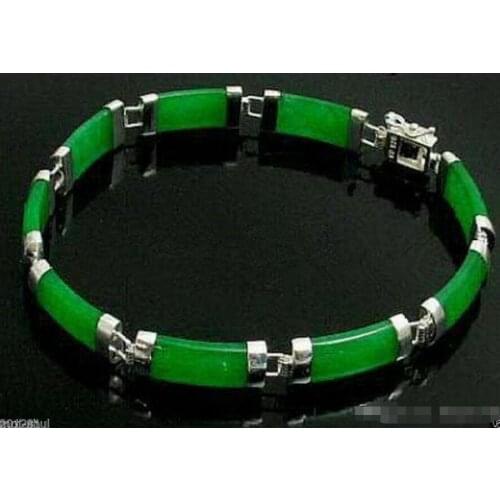 New of Peking, China Selling Jadeite bracelet Pretty Natural Green new Silver Fortune Lucky Link Bracelet jade