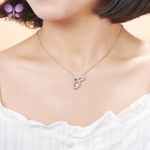 A Butterfly 925 Sterling Silver Necklace Pendant Leaf Pendant Luxury Necklace Birthday Gift Silver Jewelry Quality Assurance