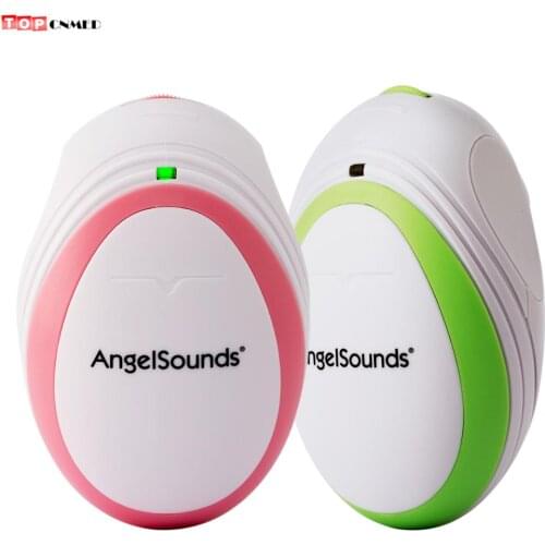 Portable Fetal Doppler Baby Sound Angel Heart Beat Pregnant Monitor Earphone USB Cable+Earphone Pink/Green Gel Optional