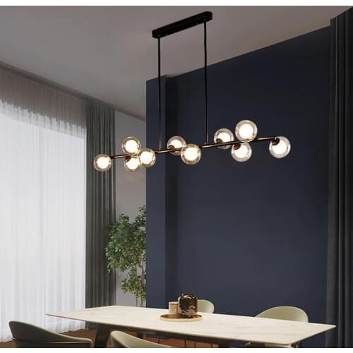 Dining Room Ceiling Chandelier Suspension Horizontal Glass Balls Chandeliers Kitchen Hanging Lamp Bar Office Front Desk Lights
