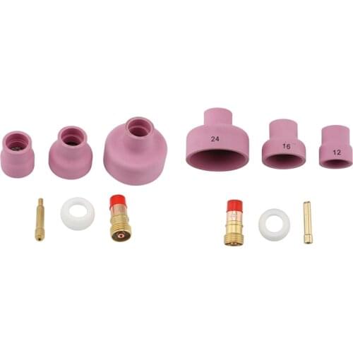 TIG Welding Torch Ceramic Nozzle Ring Cover Gas Lens Cup Kit for WP17/18/26 Welding Accessories Tool Kit