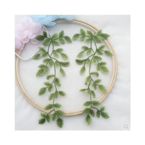 Mori Green Tree Leaves Organza Lace Flowers DIY Turban Veil Dress Stage Performance Clothing Accessories