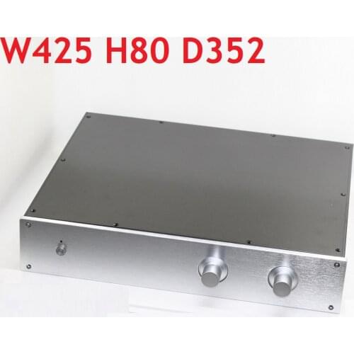 Size: D352 W425 H80 DAC Amplifier Case Aluminum Chassis Power Supply DIY Case WA116 all aluminum amplifier chassis